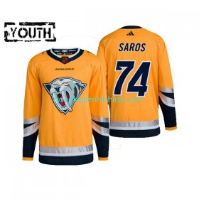 Nashville Predators Juuse Saros 74 Adidas 2022-2023 Reverse Retro 2.0 Geel Authentic Shirt - Kinderen